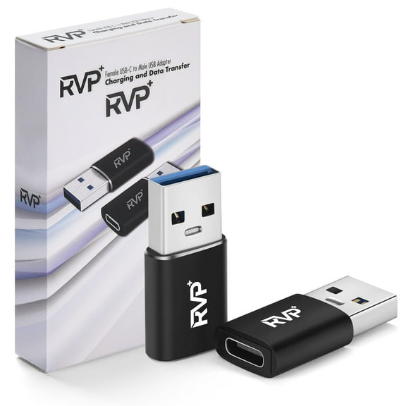 RVP USB C Female to USB 3.0 Male Adapter (5Gbps, 2Pack, 0.5FT), USBC to USBA OTG Cable - Black (RVP-Adp-OTG101-2)