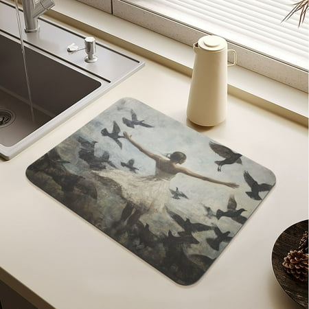 

Doves Of Peace and Girls Drying Mat Diatomaceous Earth Super Absorbent Slip Rubber Sole Heat Resistant 230 Degrees Fahrenheit 23.6×19.7in
