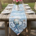 thumbnail image 5 of Blue Octopus Table Runner 36 Inches Long Summer Ocean Beach Starfish Coral Wood Board Table Runners for Dining Room Tabletop Dresser Scarf Home Party Banquet Wedding Holiday Decoration, 5 of 9