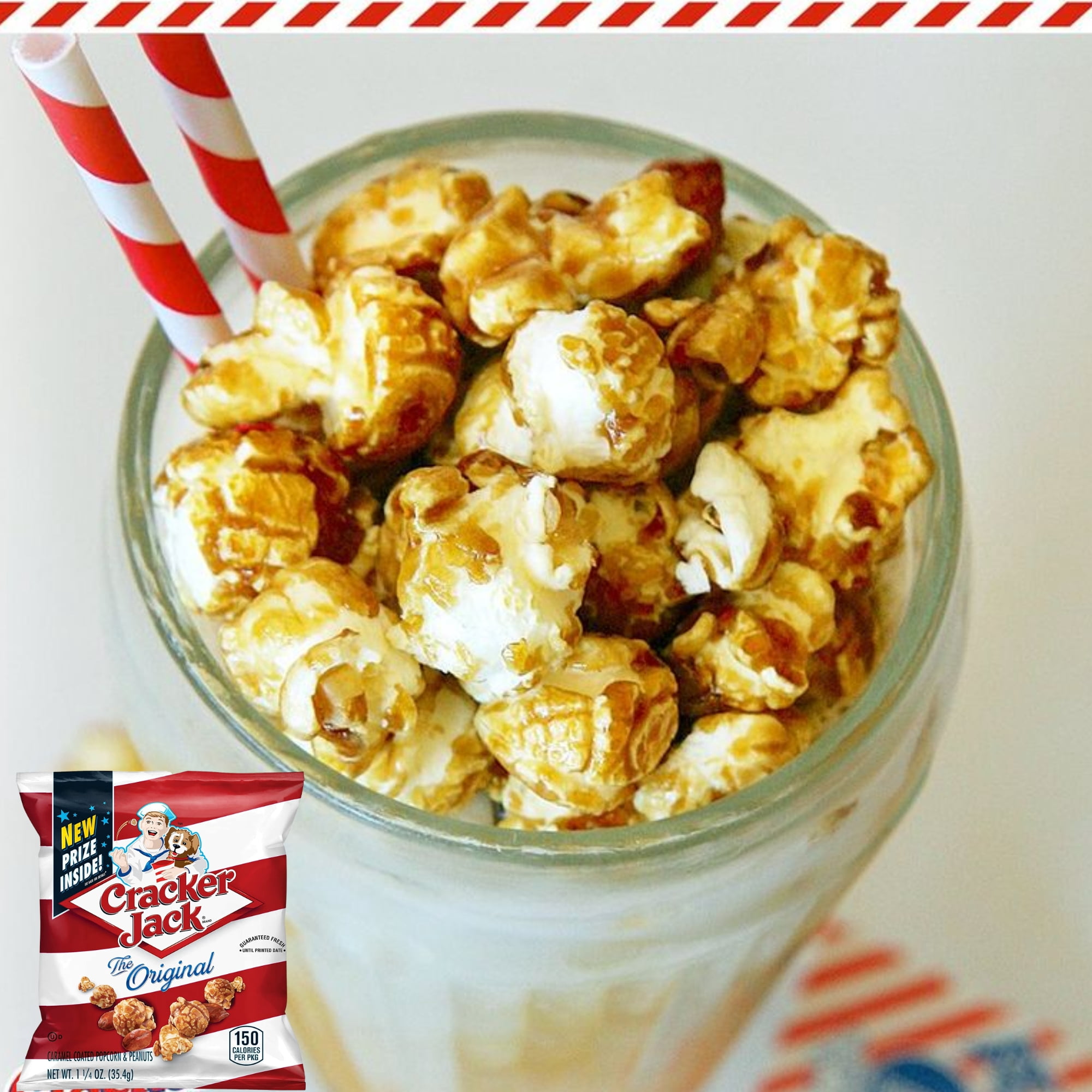 Cracker Jack Caramelized Peanuts & Popcorn Snacks for Kids Adults On the Go Snacking Lunchbox Movie Nights Travels Entertainment Summer Fun Beach Pool Party Favor Sweet Gourmet 1.25oz Pack of 3