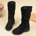 thumbnail image 5 of DxhmoneyHX Girls Knee High Faux Suede Boots 4-15 Years Pull On Tall Riding Boot Fashion Fall Winter Dress Boot with Low Heel, 5 of 7