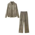 thumbnail image 1 of Ensemble Chemise à Sequins Décontractée pour Femmes Chic Col à Revers Manches Longues Pantalon Taille Élastique Ensemble de Printemps, 1 of 13