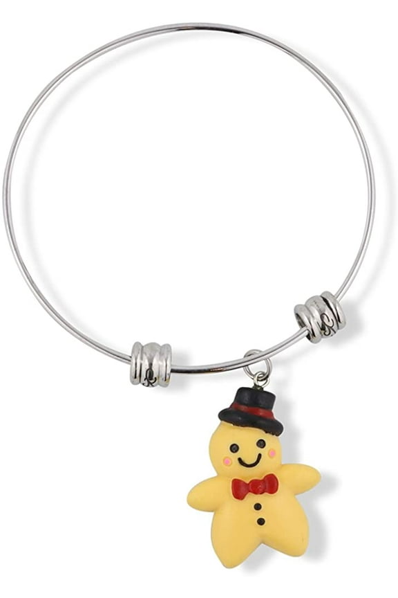 Gingerbread Man Plastic Fancy Charm Bangle