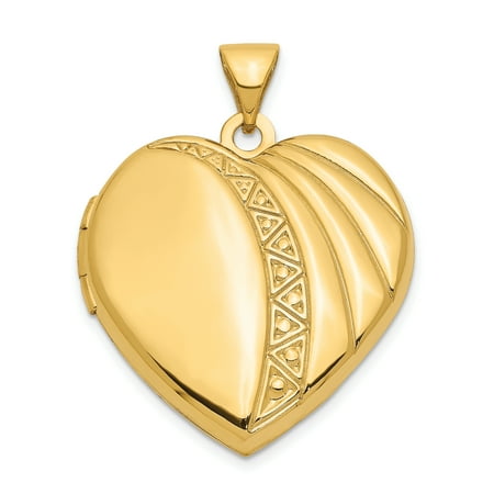 14k Yellow Gold 21mm Heart Photo Pendant Charm Locket Chain Necklace That Holds Pictures Gifts For Women For Her