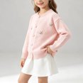 thumbnail image 2 of Nilvkv Cardigan for Girls, Sweaters for Girls, Crew Neck Button-Up Knit Cardigan with 3D Bee Applique for Spring and Fall Wear Pink 8-9 Years, 2 of 8