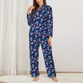 thumbnail image 2 of KLL Skull flower funny Print Women's Long Sleeve Pajamas with Pants Sleepwear Loungewear 2 Set-X-Large, 2 of 7