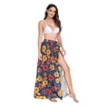 thumbnail image 2 of FORMRS Womens Long Sarong Beach Wrap Semi-Sheer Bikini Skirt Bathing Swimsuit Cover Up, Yellow Floral, 2 of 7