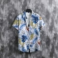 thumbnail image 6 of VBTAPA Men's Hawaiian Matching Set Summer Beach Outfits 2 Piece Flower Tropical Short Sleeve Button Down Shirts and Shorts Suits Blue L, 6 of 10