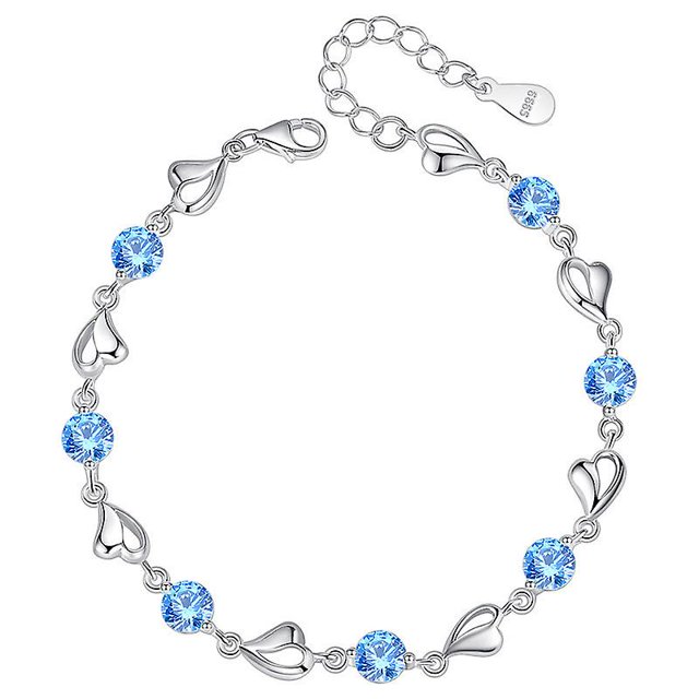 Pulsera de plata 925 para mujer, pulseras chapadas en oro con circonitas en forma de corazón, regalo de cumpleaños para mujeres, regalo para mamá