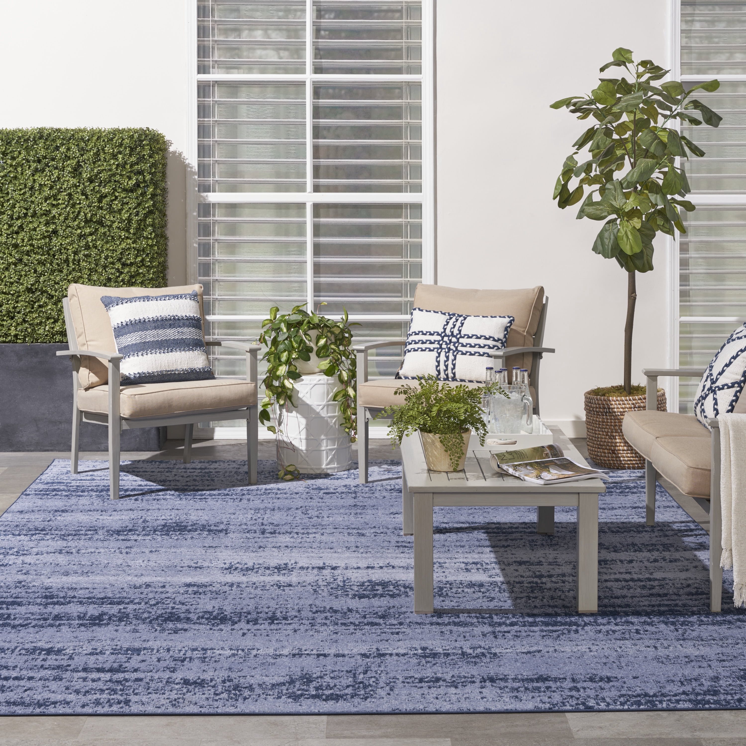 Nourison Essentials Indoor/Outdoor Denim 9' x 12' Area Rug, (9x12)