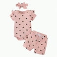 thumbnail image 3 of KPOPLK Baby Girl Clothes Outfits Romper Pants Cute Bow Headband Hat Sets For Baby Girls western clothes for baby girls(3-6 Months,Pink), 3 of 3