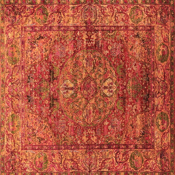 Ahgly Company Indoor Square Oriental Orange Industrial Area Rugs, 5' Square