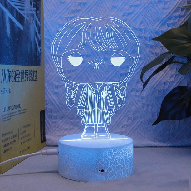Lámpara nocturna para miércoles, decoración de anime, ilusión 3D con base