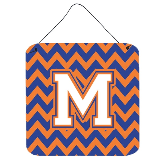 Letter M Chevron Blue and Orange 3 Wall or Door Hanging Prints