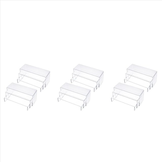 Acrylic Display Risers, Clear Rectangle Stands Shelf for Display 18Pcs,18 x Display racks (6 small, 6 medium, 6 large),transparent