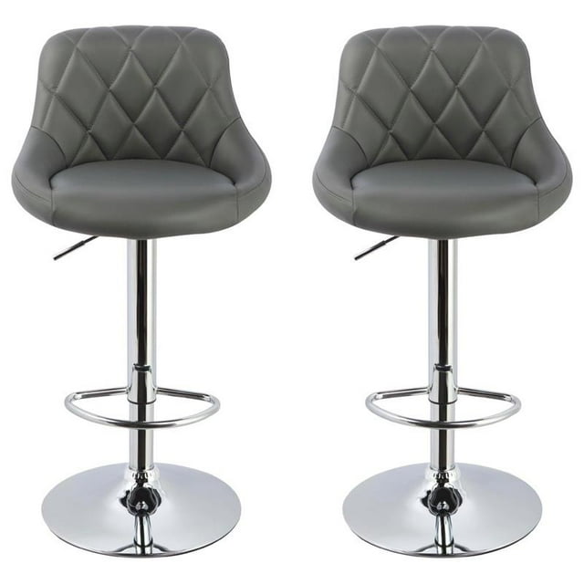 Best Master Claire Tabouret de Bar Pivotant Réglable en Faux Cuir Gris (Ensemble de 2)