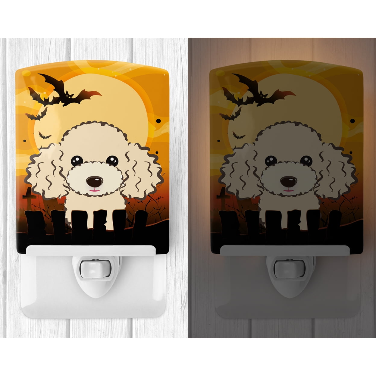 Caroline's Treasures BB1816CNL Halloween Buff Poodle Ceramic Night Light, 6x4x3", multicolor