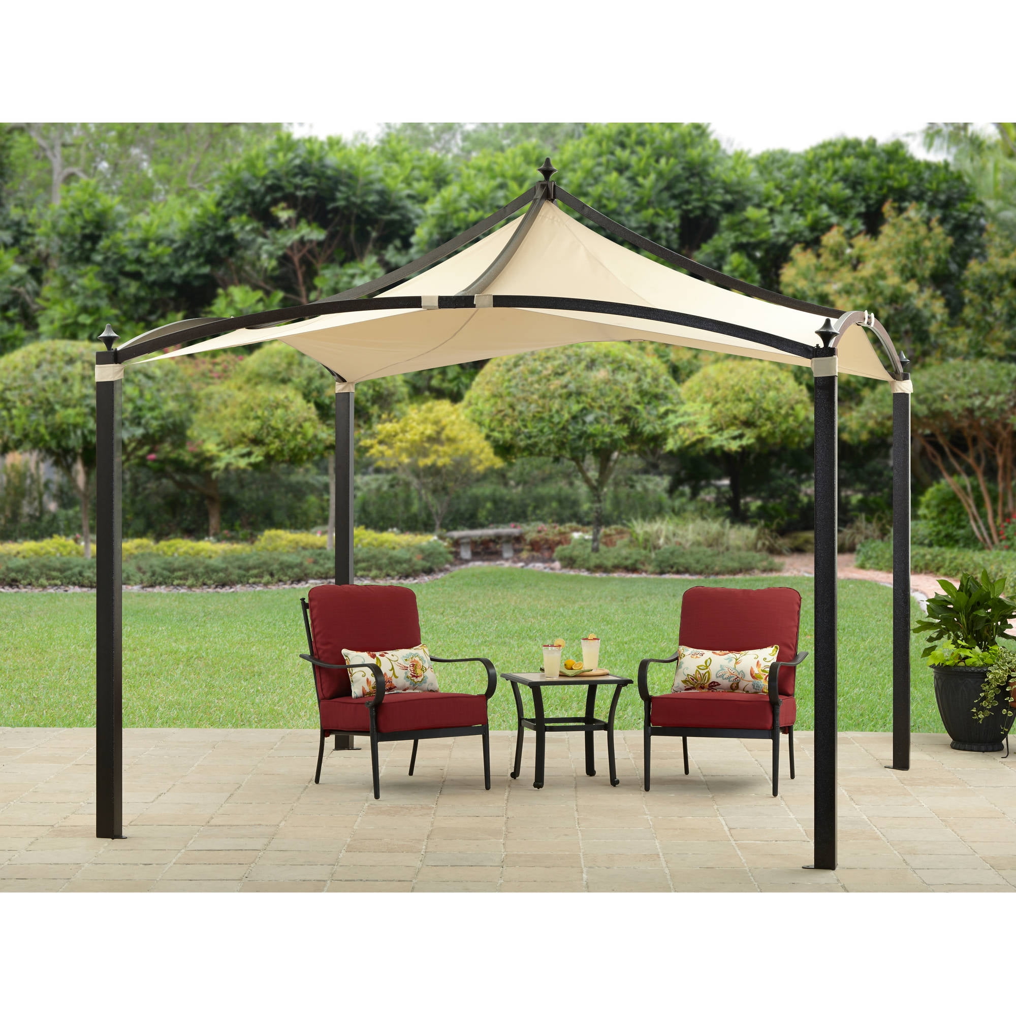 Outsunny 11 Ft Round Patio Party Gazebo Canopy With Curtains Outsunny 11 Ft Round Patio Party Gazebo Canopy With Curtains