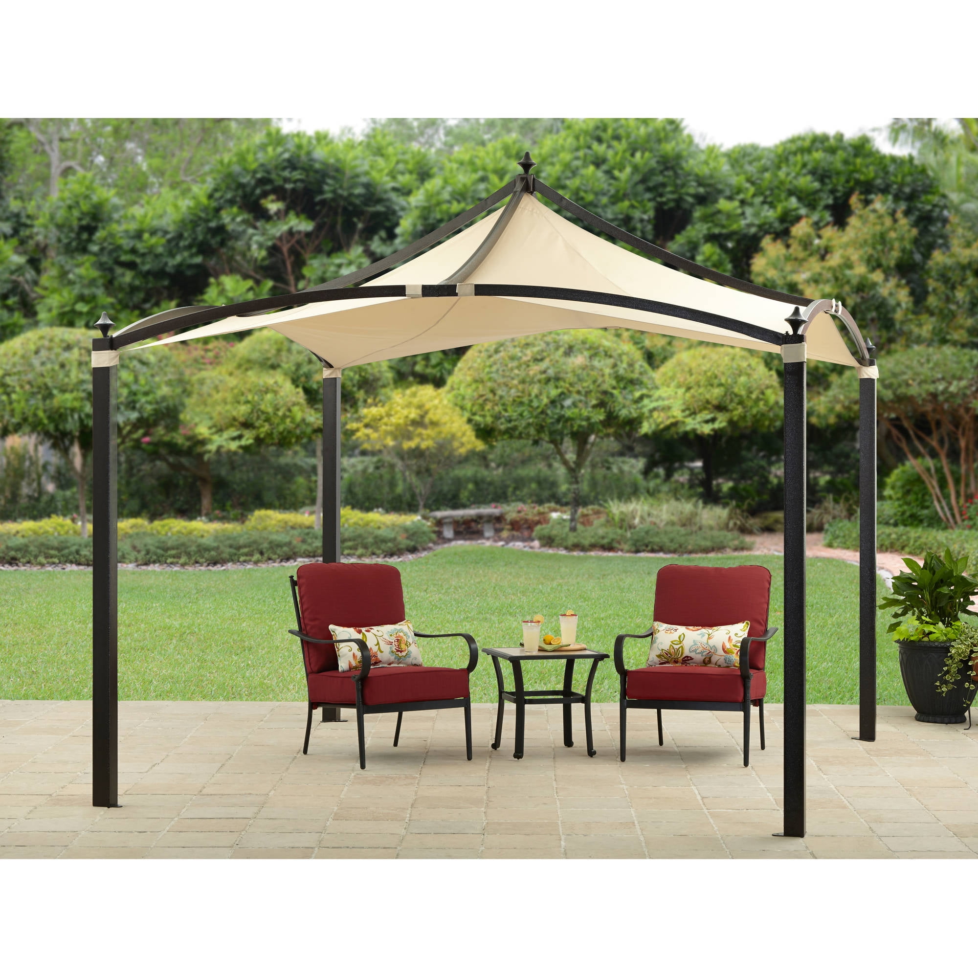 Outsunny 11 Ft Round Patio Party Gazebo Canopy With Curtains