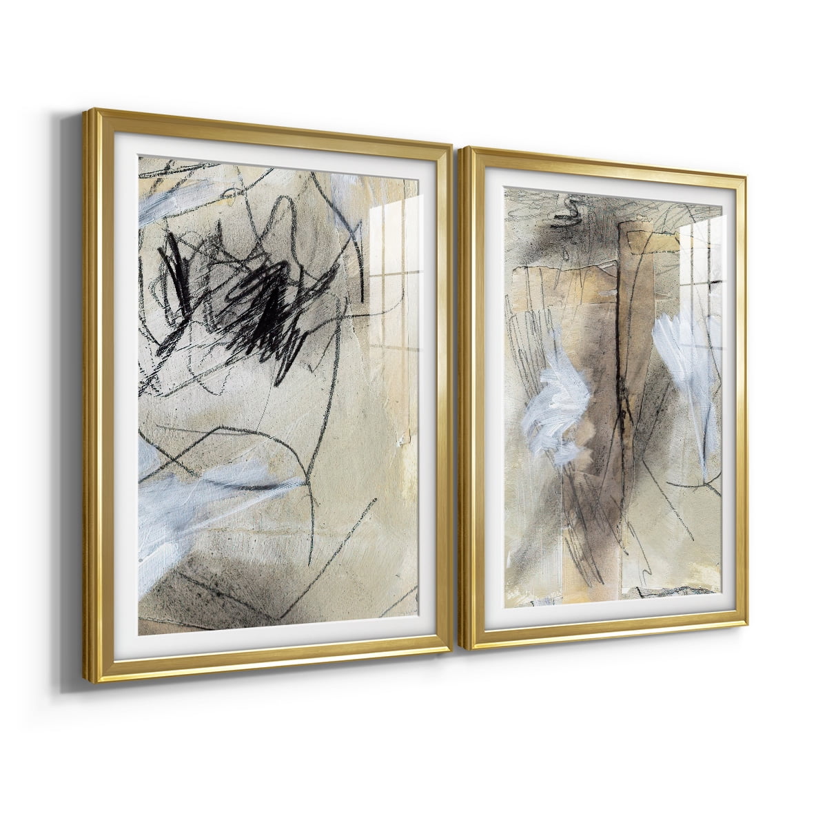 Wexford Home Masked Notes VII Premium Framed Print, 26.5" x 36.5" - Ready to Hang, Gold (Set of 2)