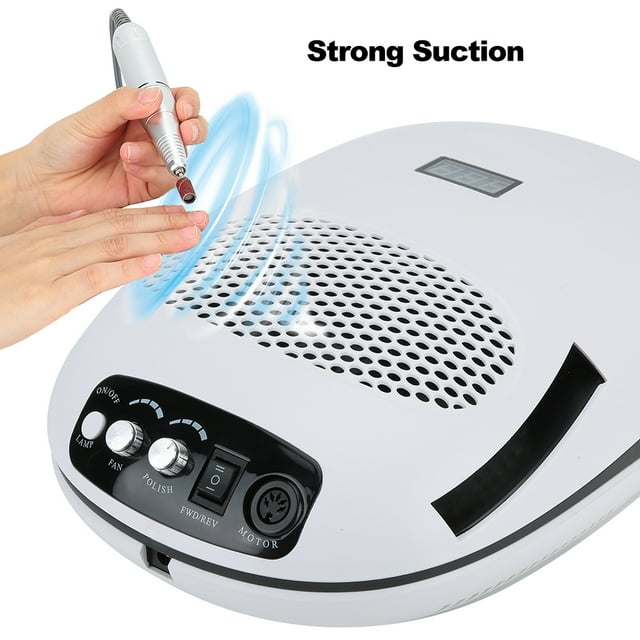 Aspirador De U?as De Mesa, Secador De Esmaltes De U?as, Con Un Taladro De U?as Eléctrico De 35000 RPM, Herramienta De Manicura Eléctrica 3 En 1, Para Gel UV Y Gel De U?as LED(02) Ecomeon no