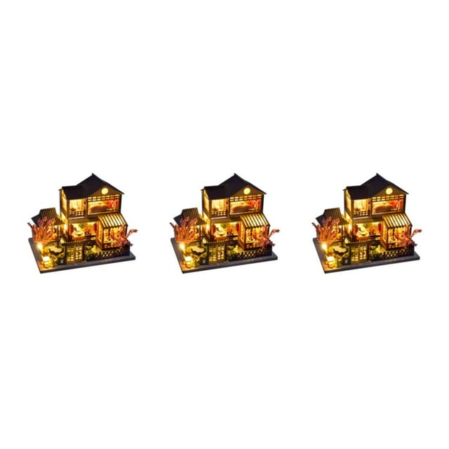 relayinert Wood Easy To Assemble Innovative DIY Miniature Dolls House Kit With Integrated Component Safe TC14 3Set