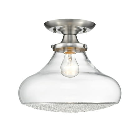 - Asha Large Semi Flush in Pewter with Crushed Crystal Glass