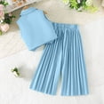 thumbnail image 4 of XXWXYD Girls 2 Piece Outfits Double Breaste𝖽 Lapel Collar Suit Vest and Pleated Wide Leg Pants Sets for Kids 2-9 Years Toddler Girl Vacation Outfits, 4 of 7