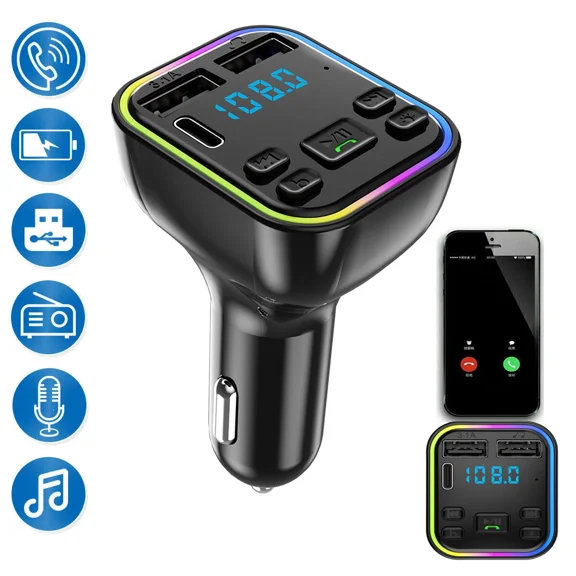 New Knack- Bluetooth Transmitter Car Adapter Fm Mp3 Player Hands Free Radio Kit Usb Charger