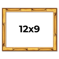 12x9 Frame Gold Bamboo Solid Wood Picture Frame | 0.75 Inch Moulding Width | Interior Frame Depth