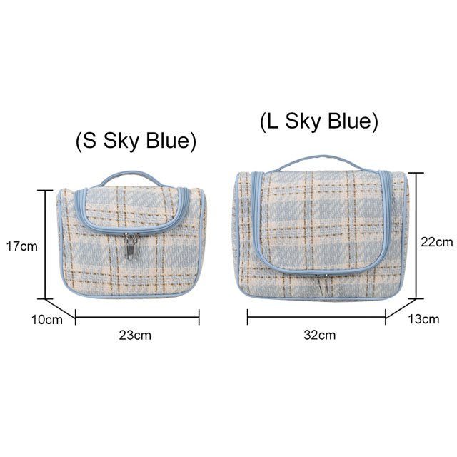 Bolso De Cosméticos Bolsa de cosméticos para mujer, bolsa de ducha tejida con gancho para colgar, bolsa de baño (azul cielo L) Ndcxsfigh Para Estrenar