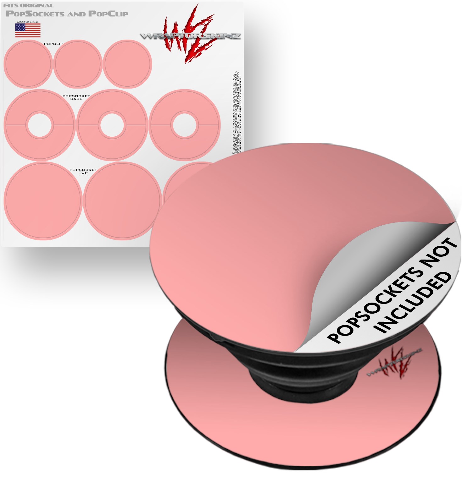 Decal Style Vinyl Skin Wrap 3 Pack for PopSockets Solids Collection Pink (POPSOCKET NOT INCLUDED) by WraptorSkinz