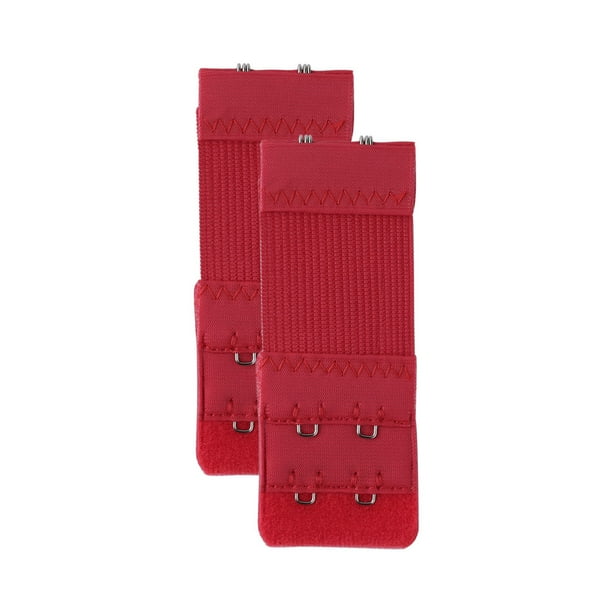 EXTENSORES DE SOSTÉN ELÁSTICOS INSPIRE CHIC para Mujeres, 2 Pcs, 2x2/2x3/2x4 Ganchos, Correa de Extensión de Sostén, Banda de Sostén Roja-1, 2 Filas, 2 Ganchos