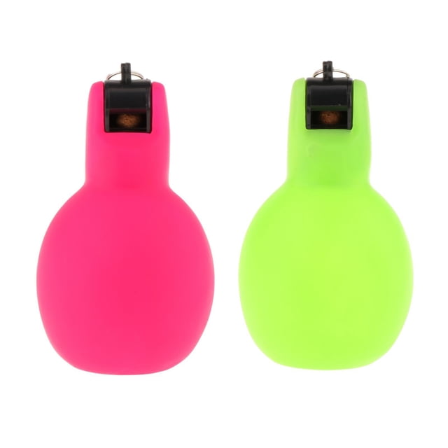 Silbatos deportivos para apretar con la mano, 2 piezas, para supervivencia, fútbol, Camping rosa rojo verde
