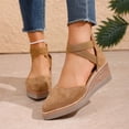 thumbnail image 6 of Dakaela Women's Closed Toe Wedge Sandals Comfortable Platform Espadrille Heels Pumps Ankle Strappy Summer Casual Dressy Shoes Size 6-10 Khaki, 6 of 8