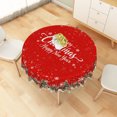 thumbnail image 6 of Nanqianyi 70" Round Red Christmas Tablecloth,Vintage Santa Reindeer Sleigh with Snowflake Print,Winter Holiday Waterproof Table Cover, 6 of 6