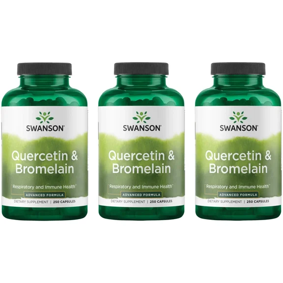 Swanson Quercetin & Bromelain- Supplement- Unique Natural Formula-(250 Capsules, 260/78mg Each) (3 Pack)