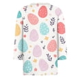 thumbnail image 4 of HAVUITYY Women's Easter 3/4 Sleeve Sweaters, Cute Bunny Eggs Printed Crew-Neck Cotton Pullover for Womens, Stylish Spring Party Lounge Oversized Shirts, Ideal Easter Gifts for Women, 4 of 5