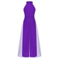 thumbnail image 4 of Mufeng Girls Formal Flower Jumpsuit Halter Sleeveless Dressy Overalls One Piece Long Pants Romper Purple 10, 4 of 7