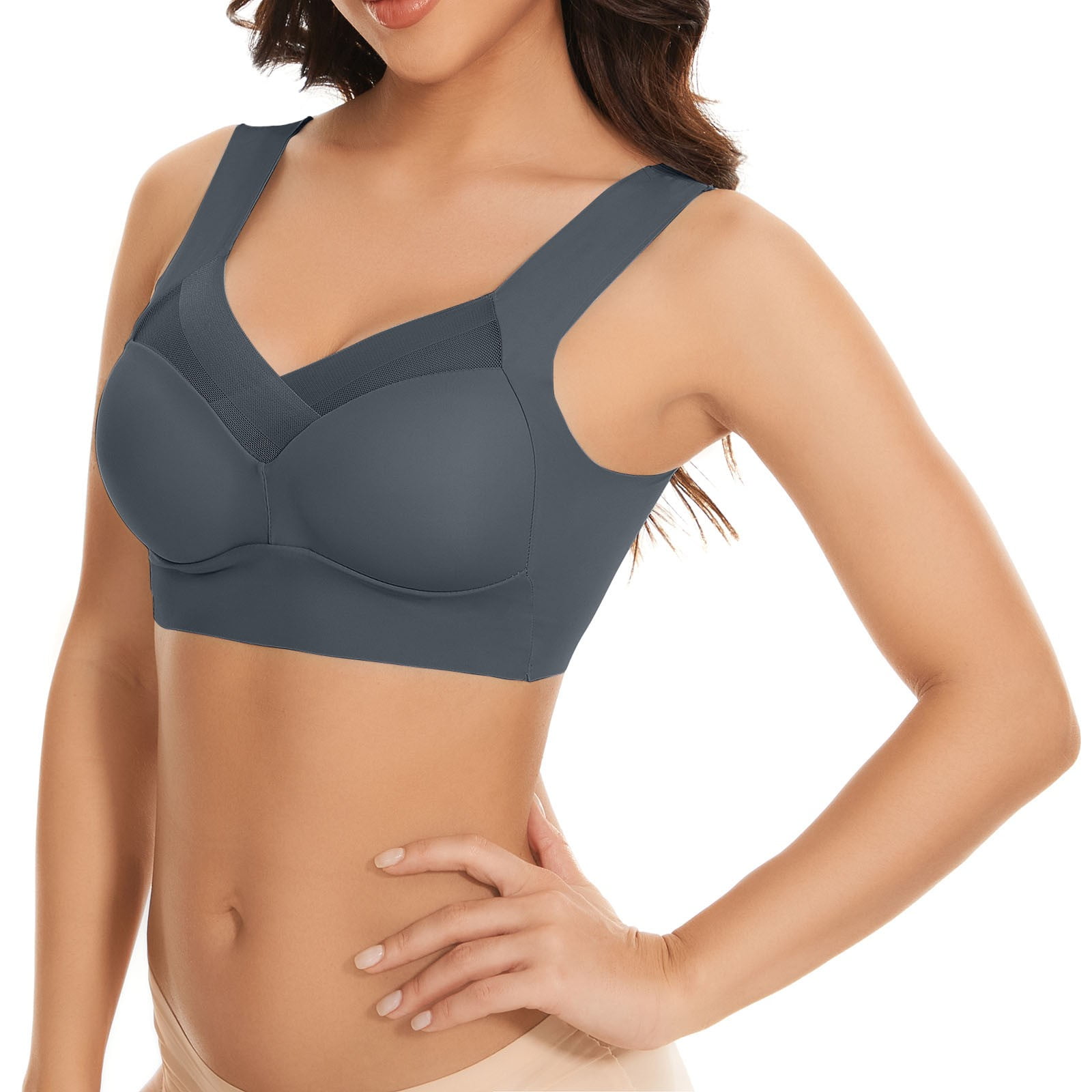 TQWQT Lady Bra Push Up Seamless Thin Wire Free No Constraint Women  Brassieres Daily Wear Clothes,Light Gray XXL 