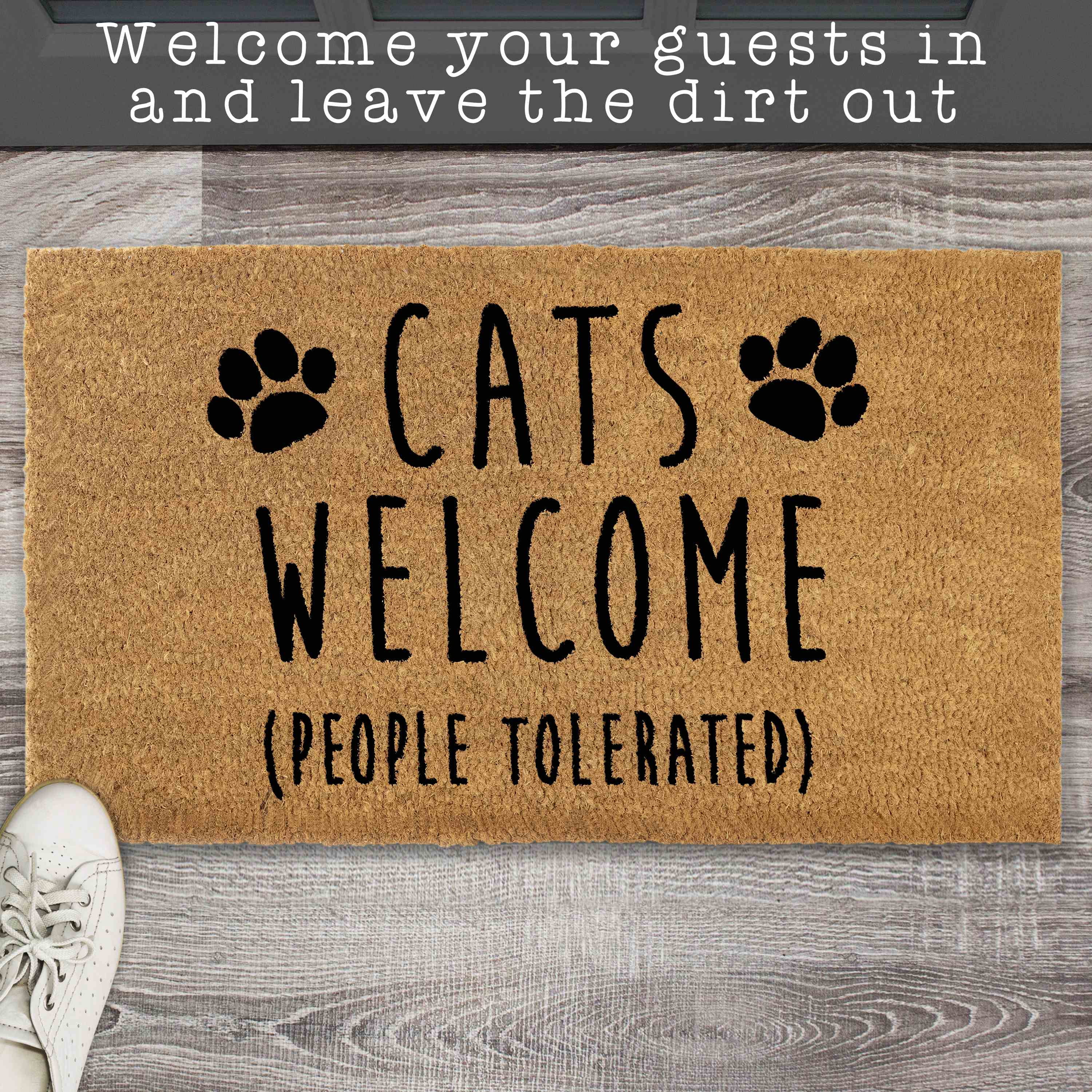 MAINEVENT Cats Welcome People Tolerated Doormat 30x17 Inch, Funny Outdoor Welcome Mat for Outside