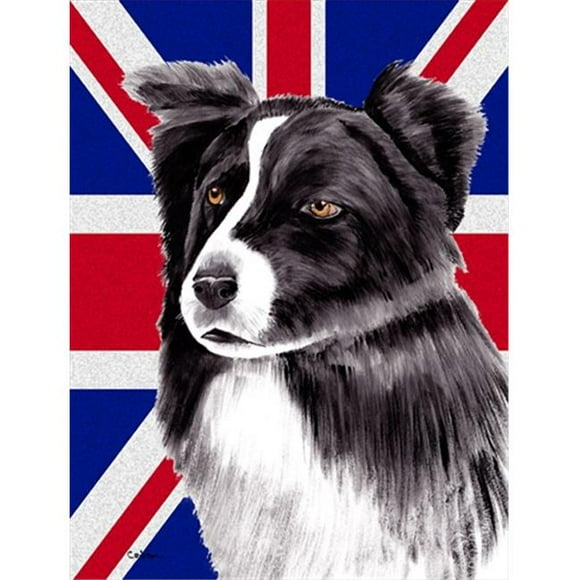 Border Collie With English Union Jack British Flag Flag Garden Size