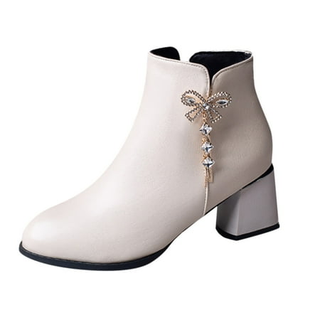 

QYZEU High Heels Boots for Women Wide Width Leopard Print Boots for Women Boots Retro Fashion Heels Breathable Shoes Thermal Zipper Women S High Short Women S Boots