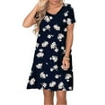 thumbnail image 2 of ANYJOIN Women's Summer Casual Dresses V Neck Short Sleeve Swing Dress with Pockets, 2 of 5