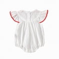 thumbnail image 4 of NOLDARES Toddler Girls Halter Backless Romper Baby Kid Strawberry Embroidery Jumpsuit Pants Clothes(B1-White,3-6 Months), 4 of 7
