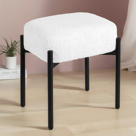 Faux Fur Stool ON SALE At Walmart! Prohiker Vanity Stool Chair Faux Fur, 16.3&Quot; L X 12.8&Quot; W X 17.3&Quot; H Soft Ottoman, Makeup Chair Bench Furry Padded Seat With 4 Metal Legs, Footstool Multifunctional Chairs For Bedroom Living Room, White