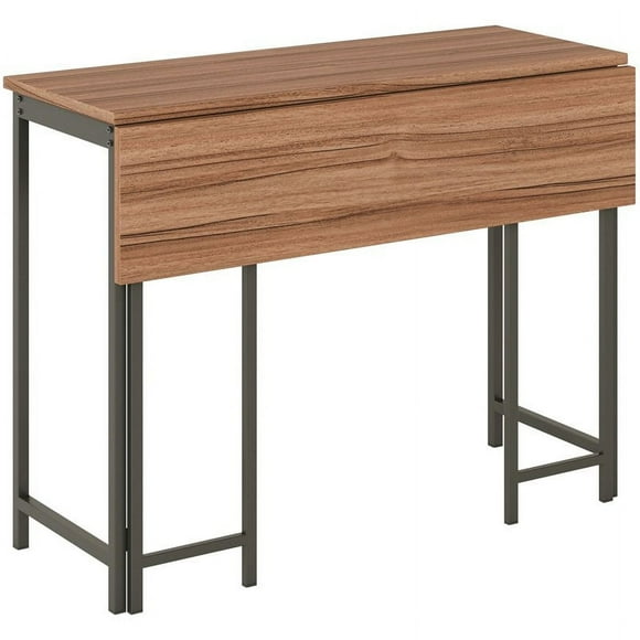 Bowery Hill Mid-Century Engineered Wood Table with Drop Leaf in Brown