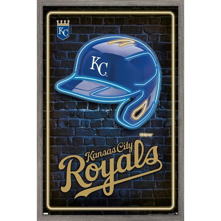 MLB Kansas City Royals – Neon Helmet 23 Wall Poster 22.375 x 34 Framed