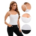 thumbnail image 3 of Unique Bargains Women's Spaghetti Strap Tank Top Basic Undershirt Ribbed Camisole L White, 3 of 6