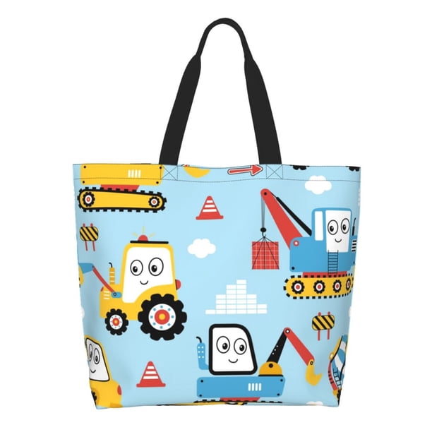 Balery Building Truck Bolsa Tote Estilo Estético con Cremalleras, Bolsa de Hombro, Bolsa de Compras Grande y Plegable